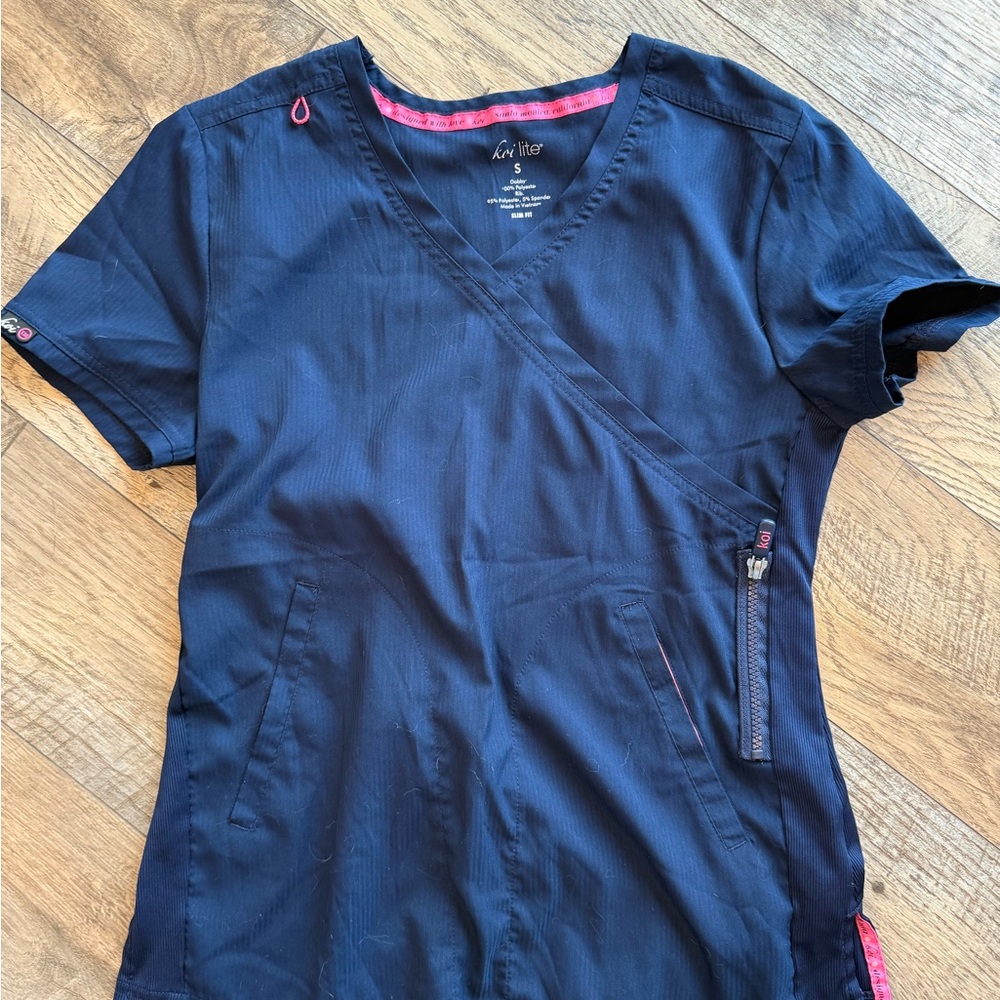 Koi Navy Blue Scrub Top S